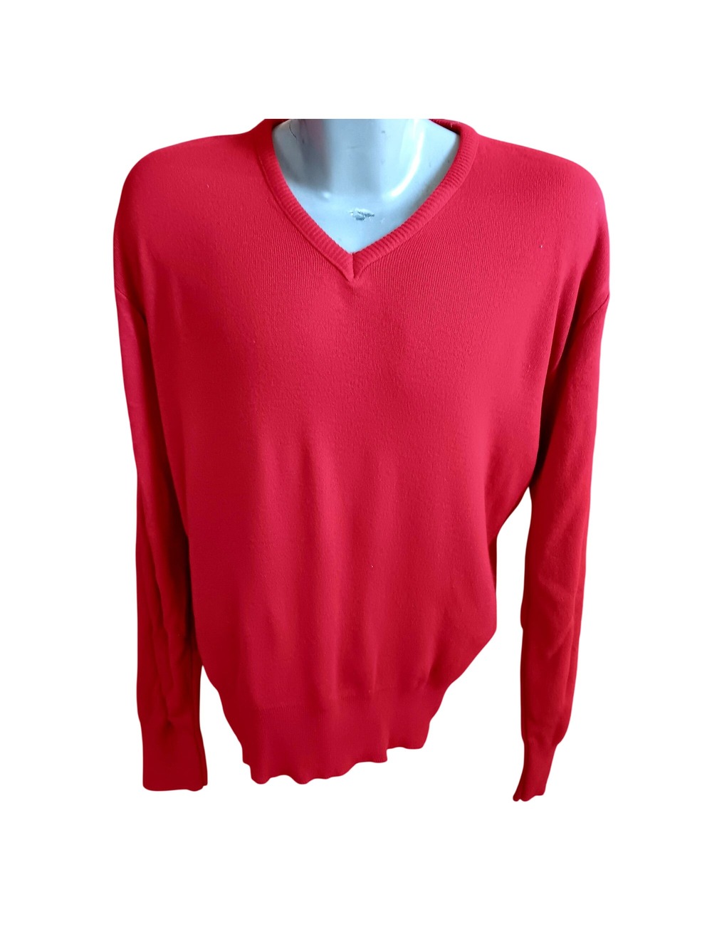 True Vintage XL V-Neck Sweater 1980's Royal Knight Knit Classic Long Sleeve Red